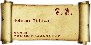 Hohman Milica névjegykártya